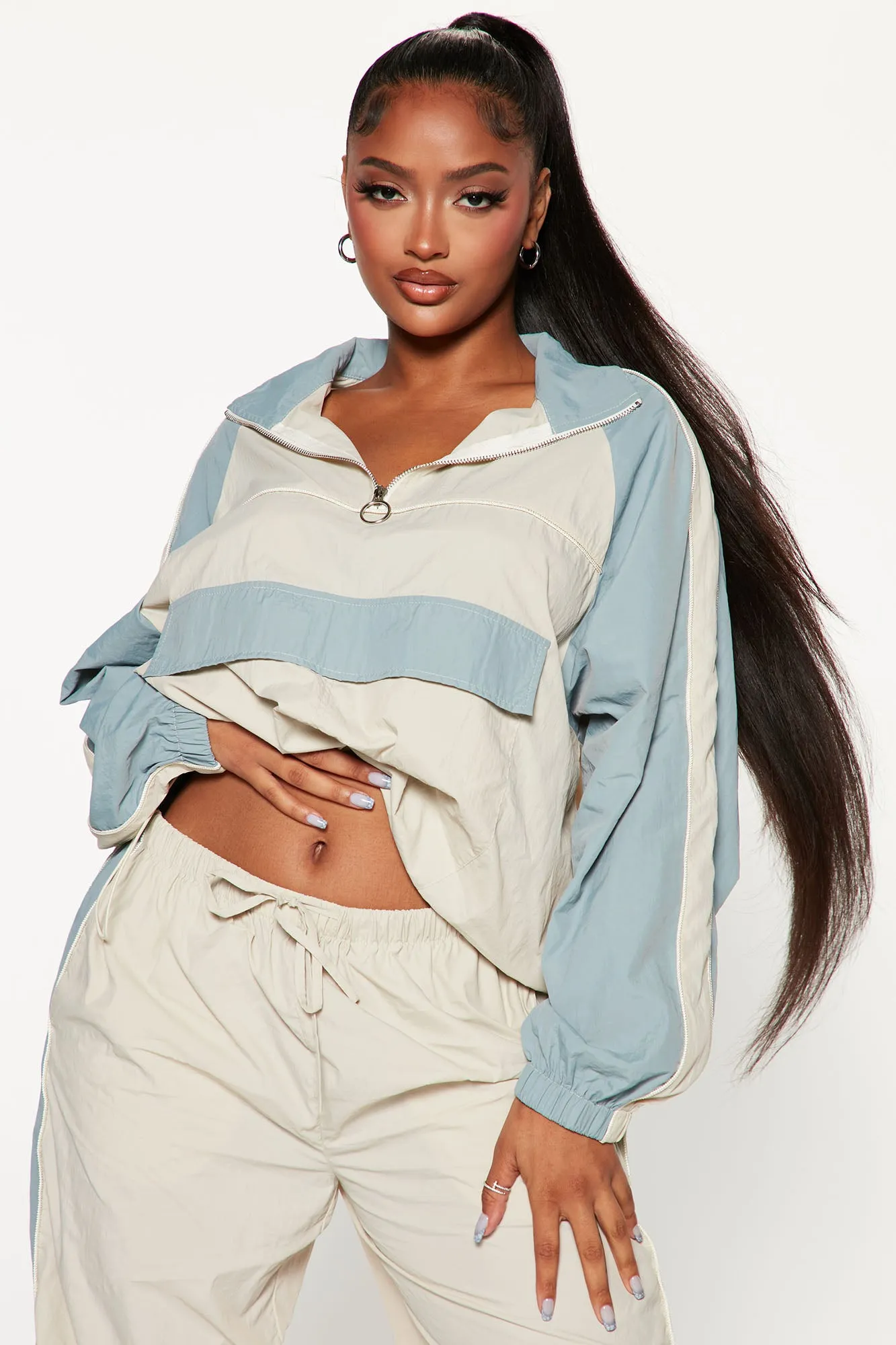 Act Chill Windbreaker Pant Set - Cream/combo