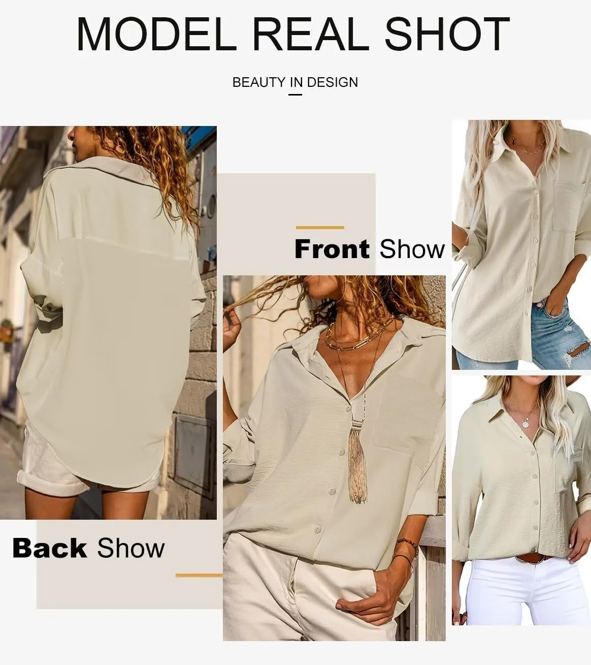 Astylish Women Casual V Neck Button Down Silk Shirt Long Sleeve Color Block Blouse Tunic Tops