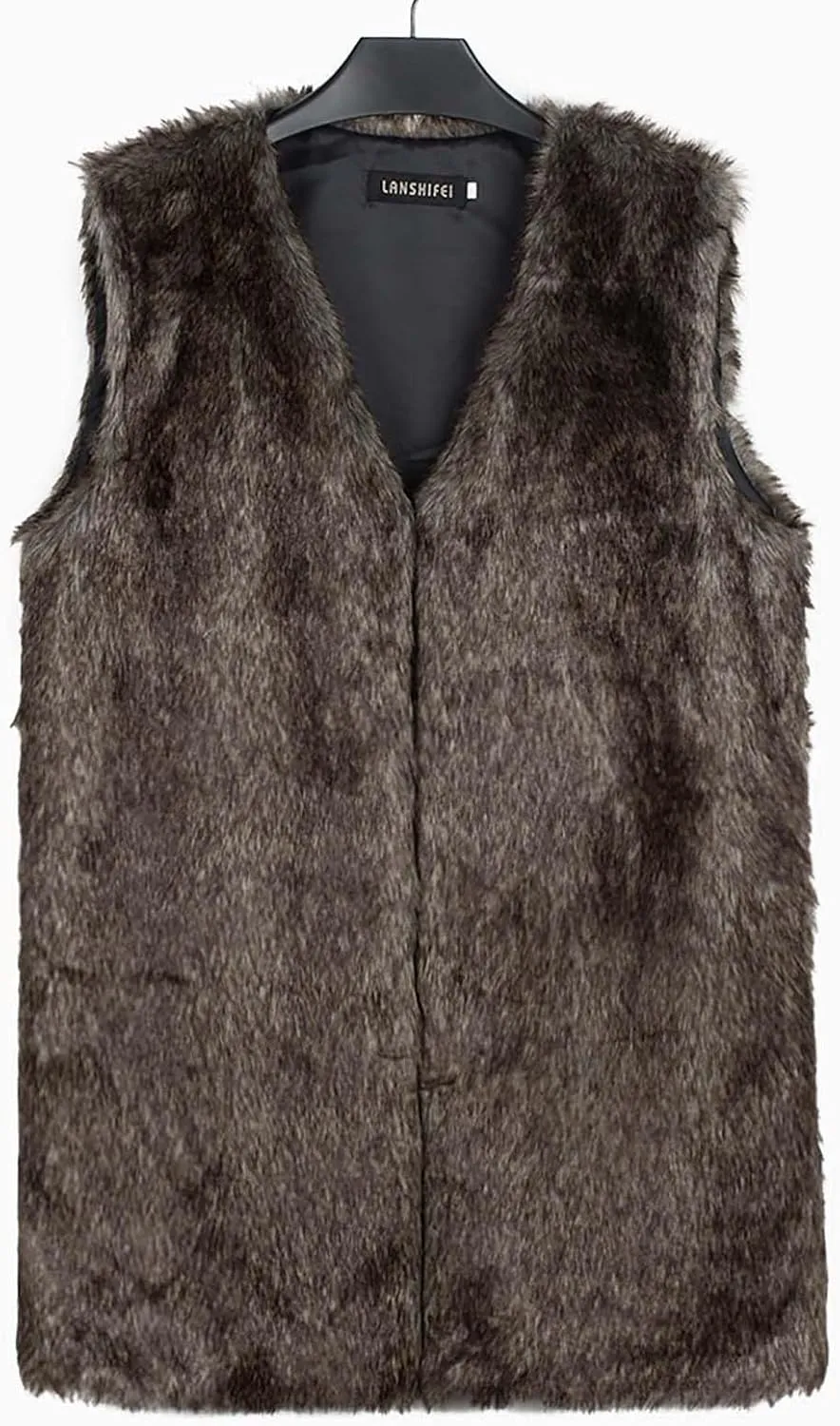 DDAPJ pyju Faux Fur Vest Jacket for Women Sleeveless Open Front Winter Warm Waistcoat Fluffy Fuzzy Gilet Coat Outerwear