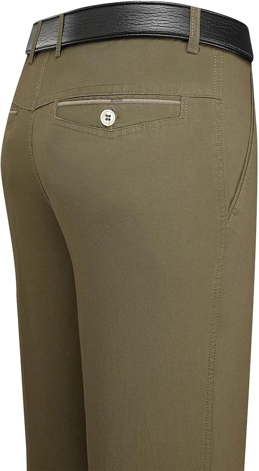 Finelylove Dress Pants for Men Regular Fit Stretch Chino Pants Flat Front Straight Business Work Pants Casual Trousers