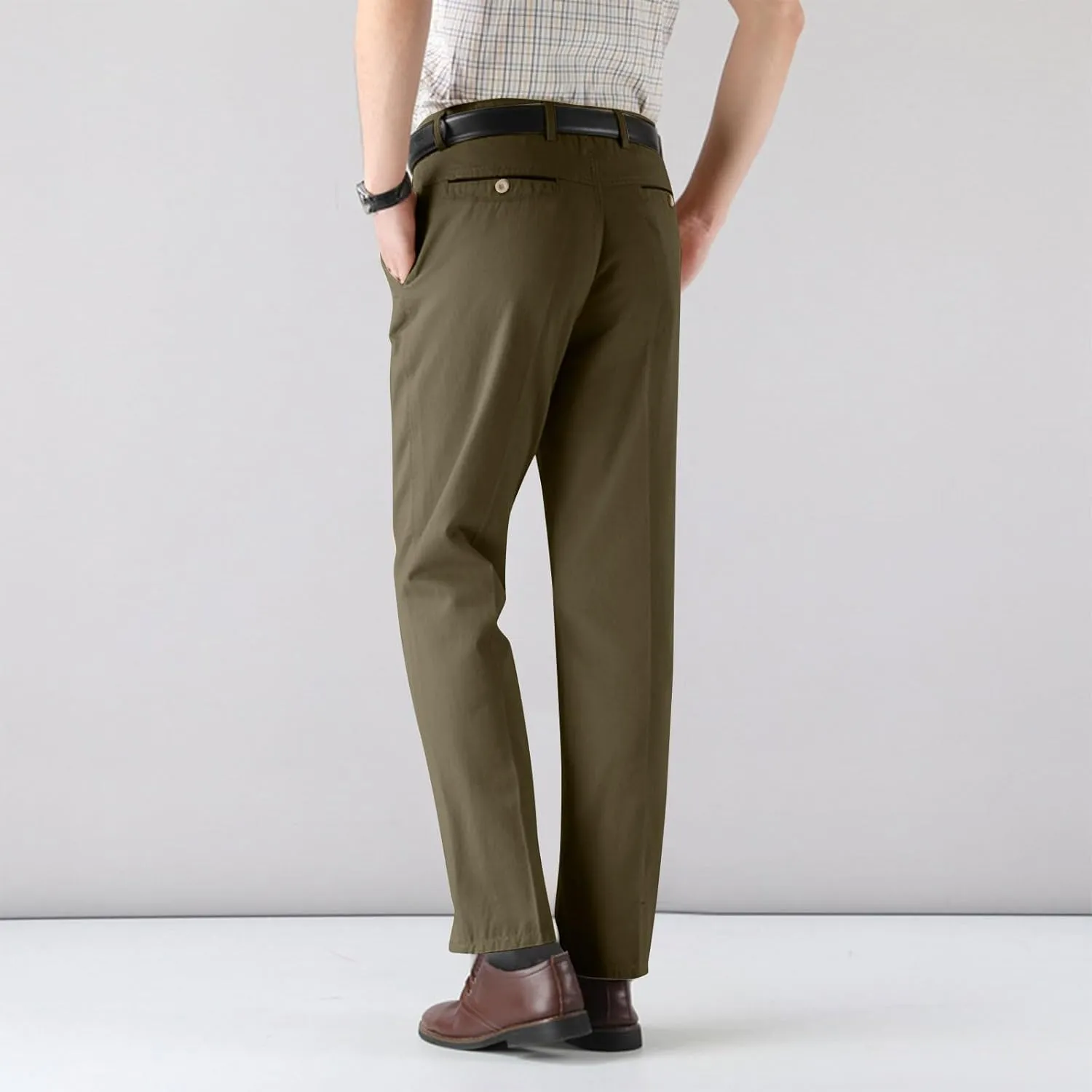 Finelylove Dress Pants for Men Regular Fit Stretch Chino Pants Flat Front Straight Business Work Pants Casual Trousers