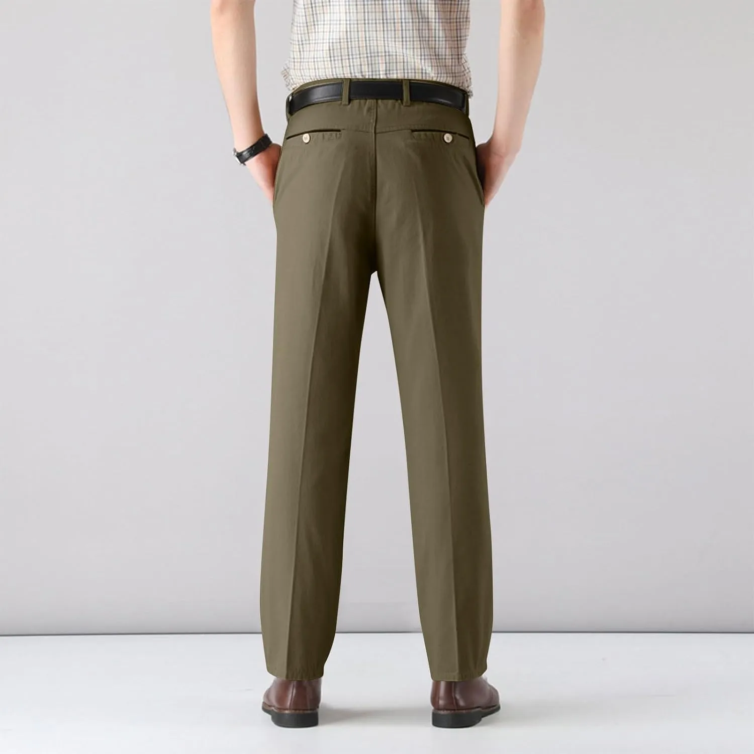 Finelylove Dress Pants for Men Regular Fit Stretch Chino Pants Flat Front Straight Business Work Pants Casual Trousers