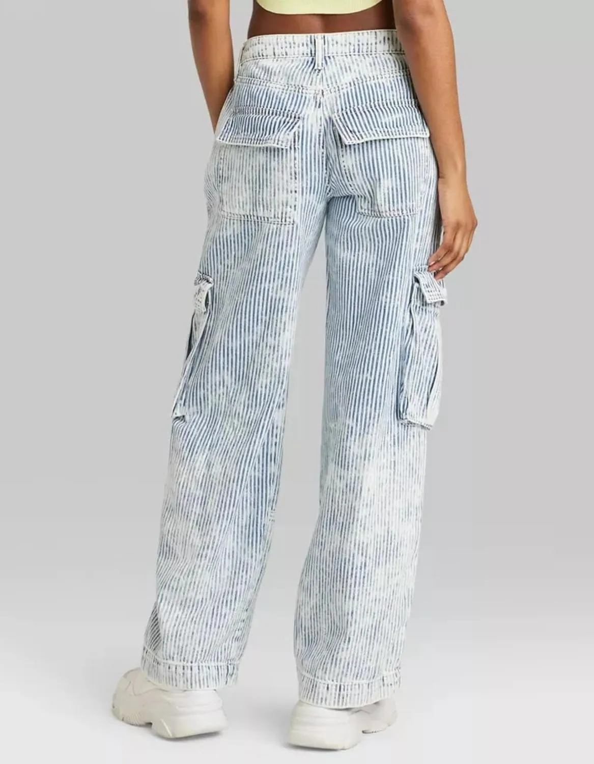 Kedera Women's Stripe Cargo Jeans High Rise Baggy Pants Straight Leg Casual Y2K Pants Boyfriend with Pockets
