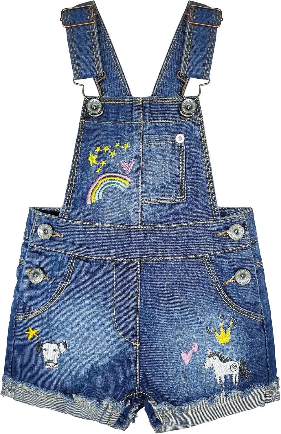 KIDSCOOL SPACE Baby & Little Girls/Boys Summer Shorts,Adjustable Jean Shortall Overalls