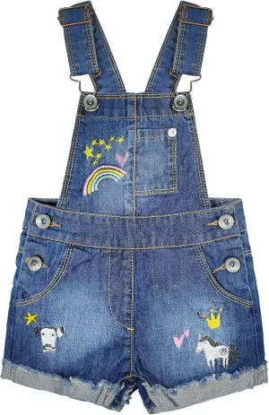 KIDSCOOL SPACE Baby & Little Girls/Boys Summer Shorts,Adjustable Jean Shortall Overalls
