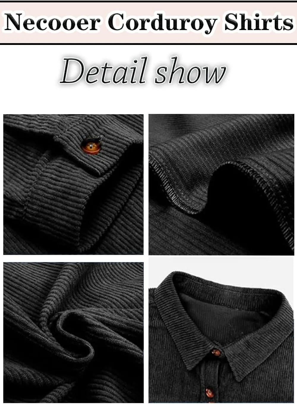 Necooer Womens Corduroy Shirts Button Down Long Sleeve Blouses Boyfriend Tops Oversized Jacket