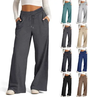 Oversized Wide Leg Sweatpants Women High Waisted Jogger Sweat Pants Drawstring Lightweight Travel Pant with Pockets