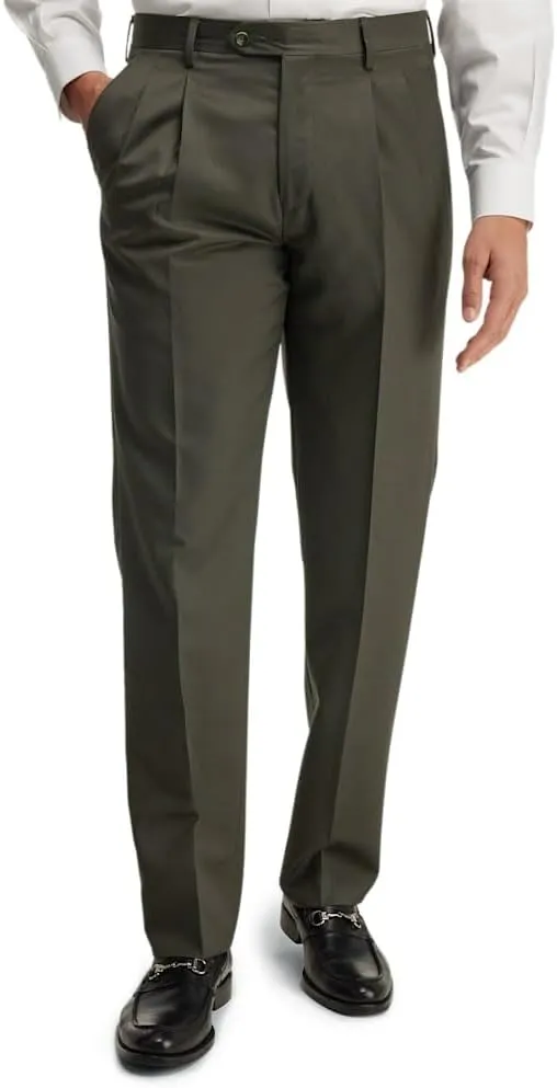 Paul Fredrick Men's Wool Gabardine Pleated Pants