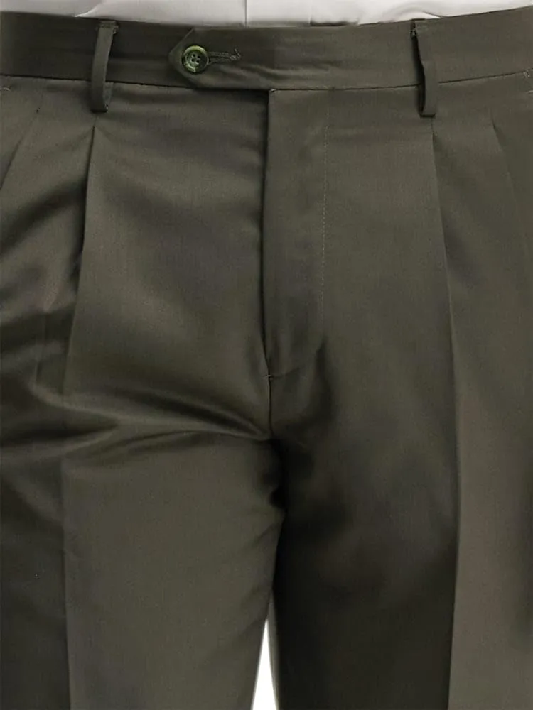 Paul Fredrick Men's Wool Gabardine Pleated Pants