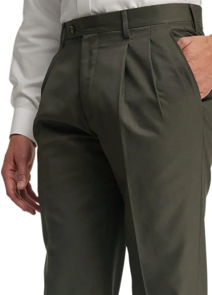 Paul Fredrick Men's Wool Gabardine Pleated Pants