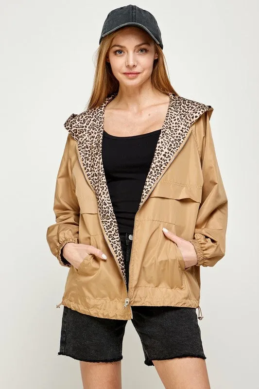 REVERSIBLE CONTRAST PRINT ZIPUP WINDBREAKER HOODIE