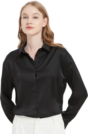 Satin Blouse for Women, Womens Button Down Shirts Long Sleeve Silk Tops Business Casual Outfits Fashion 2023