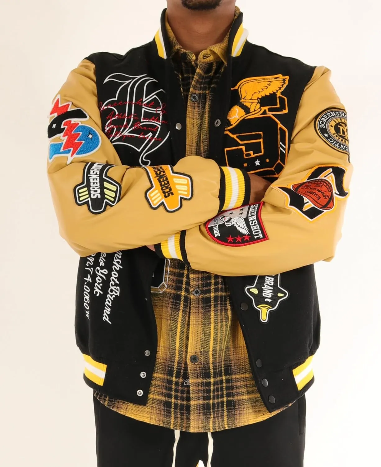 SCREENSHOT VARSITY JACKET 3202 Mens Streetwear Urban Padding Quilted Linning Heavy Fashion Jacket