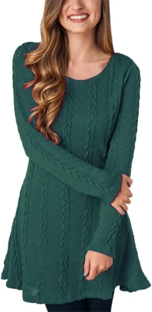 Sumtory Women Cable Knit Dress Slim Fit Long Sleeve Sweater Dresses(8 Colors)