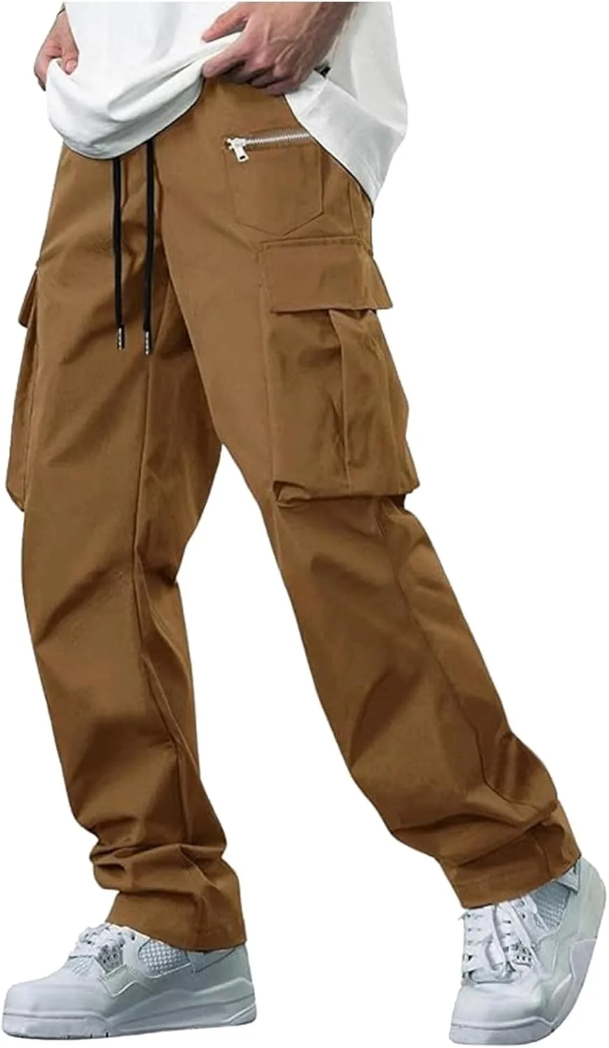 Sweatpants for Men Baggy Cargo Pants with Pockets Cotton Hiking Jogger Pants Casual Athletic Sports Outdoor Trousers