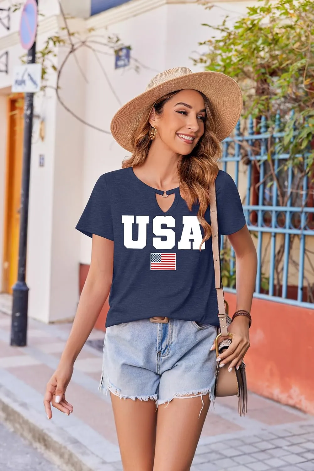 USA Flag Tee Shirt Women 4th of July Gift T Shirt Casual Short Sleeve American Proud T-Shirt Tops