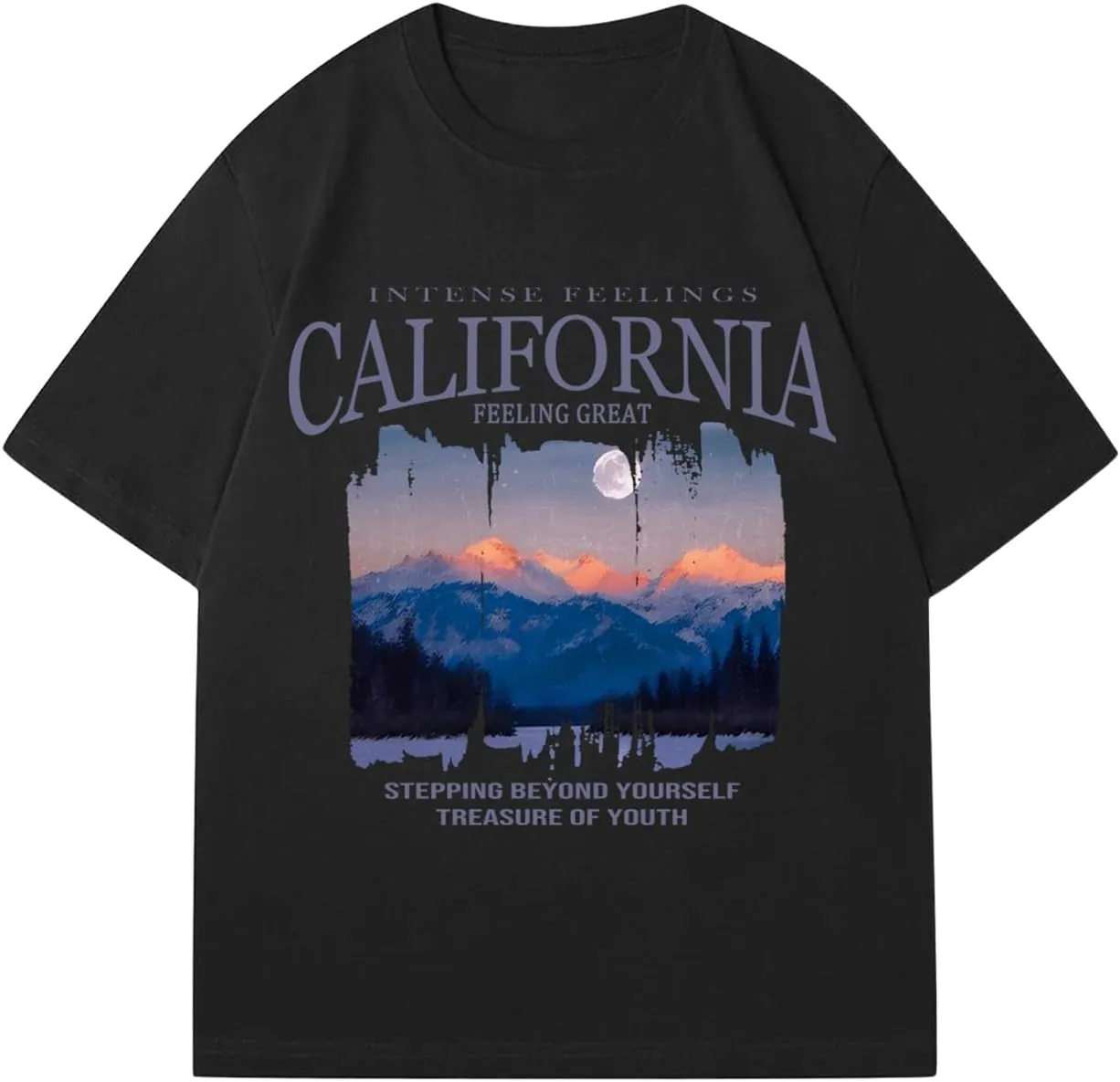 Verdusa Men's Graphic Drop Shoulder Tee Tops Short Sleeve Crew Neck Loose Tee Shirts