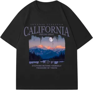 Verdusa Men's Graphic Drop Shoulder Tee Tops Short Sleeve Crew Neck Loose Tee Shirts