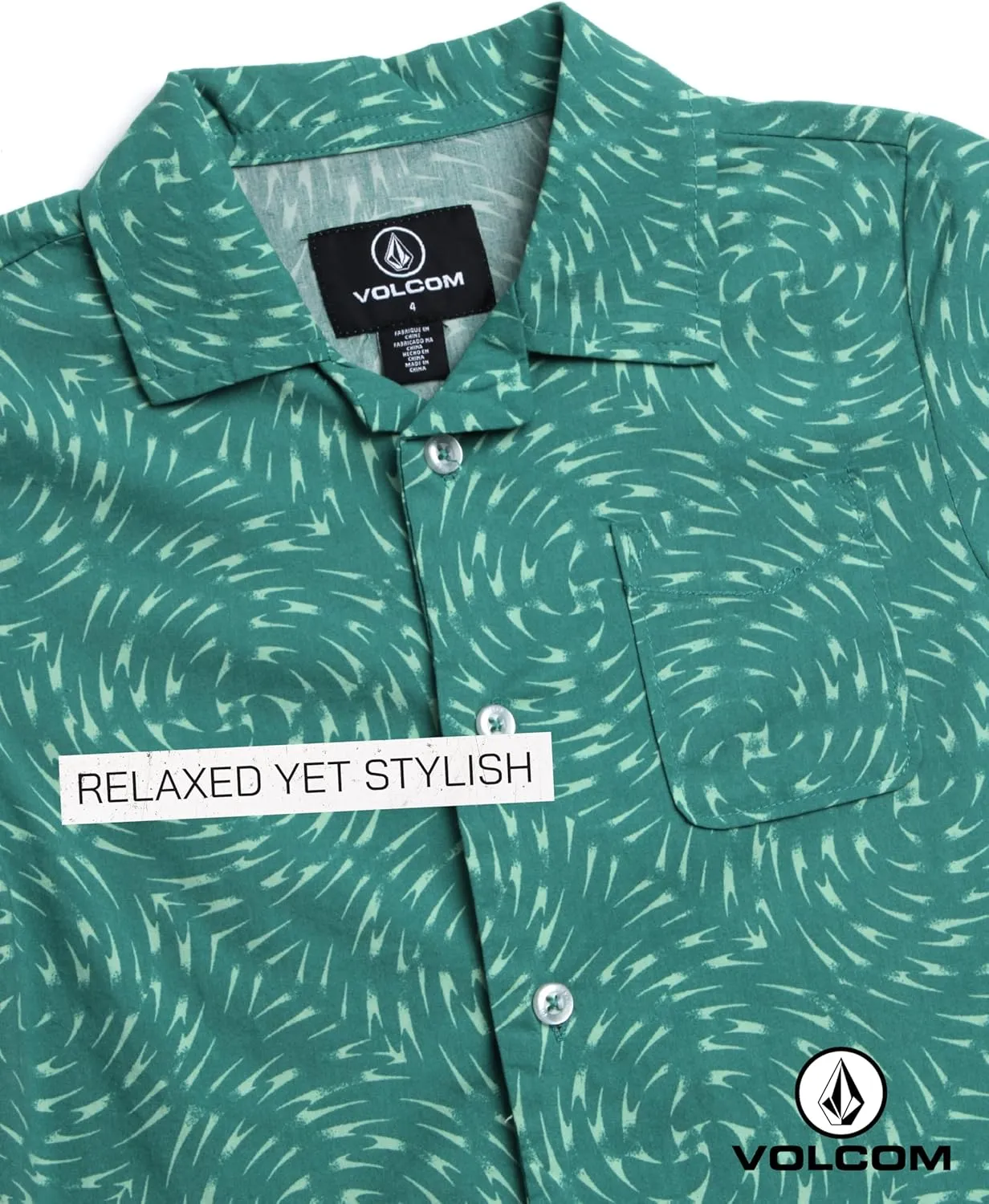 Volcom Boys Button Down Shirt - Casual Woven Cotton Short Sleeve Hawaiian Summer Collared Shirts for Boys (8-16)