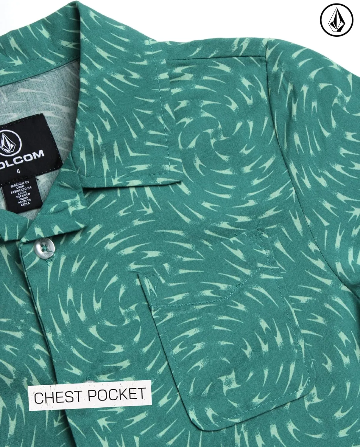 Volcom Boys Button Down Shirt - Casual Woven Cotton Short Sleeve Hawaiian Summer Collared Shirts for Boys (8-16)