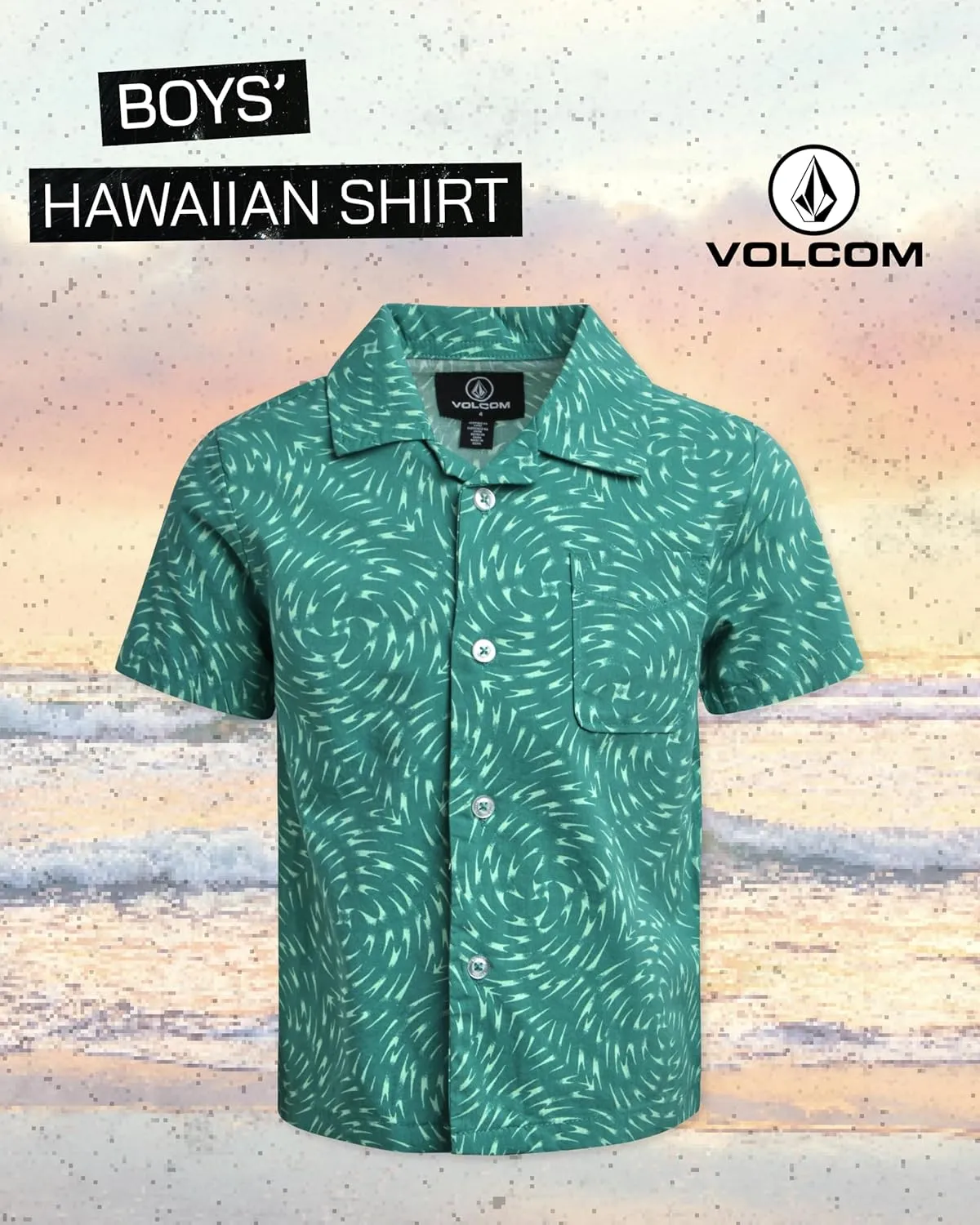 Volcom Boys Button Down Shirt - Casual Woven Cotton Short Sleeve Hawaiian Summer Collared Shirts for Boys (8-16)