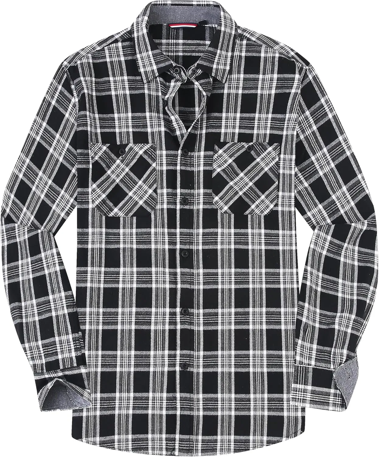 WARHORSEE Flannel Shirt for Men Long Sleeve Regular Fit Button Down Casual Plaid Shirt