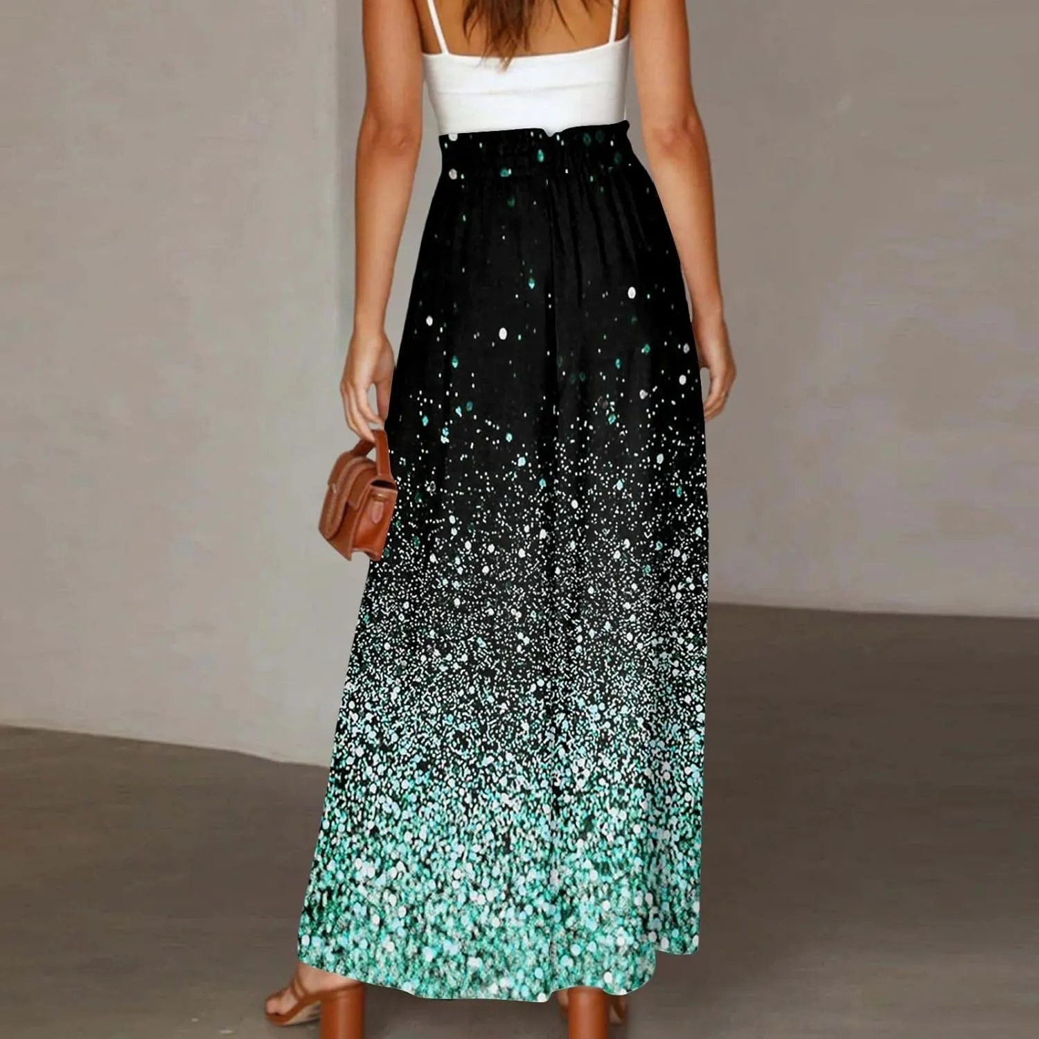 Wide Leg Pants Woman Summer 2025 Flowy High Waisted Trousers Baggy Drawstring Beach Pant with Pockets