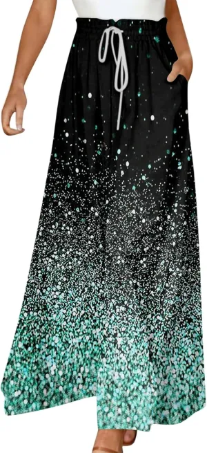 Wide Leg Pants Woman Summer 2025 Flowy High Waisted Trousers Baggy Drawstring Beach Pant with Pockets