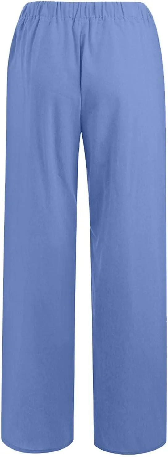 Women Linen Baggy Harem Pants Size Loose Cotton and Linen Casual Pants Summer Boho Wide Leg High Waist Women's