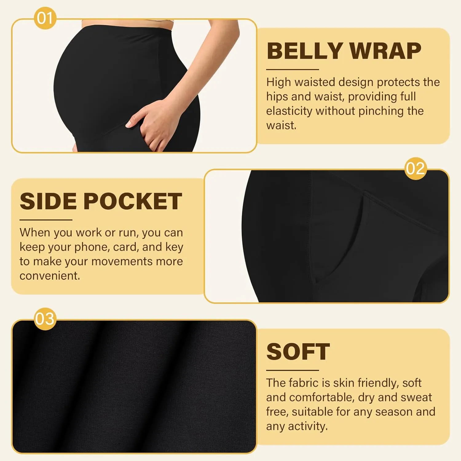Women's Maternity Leggings Over The Belly Pregnancy with Pockets Yoga Pants Active Wear Tights Pants Workout