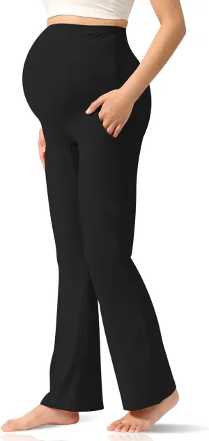 Women's Maternity Leggings Over The Belly Pregnancy with Pockets Yoga Pants Active Wear Tights Pants Workout
