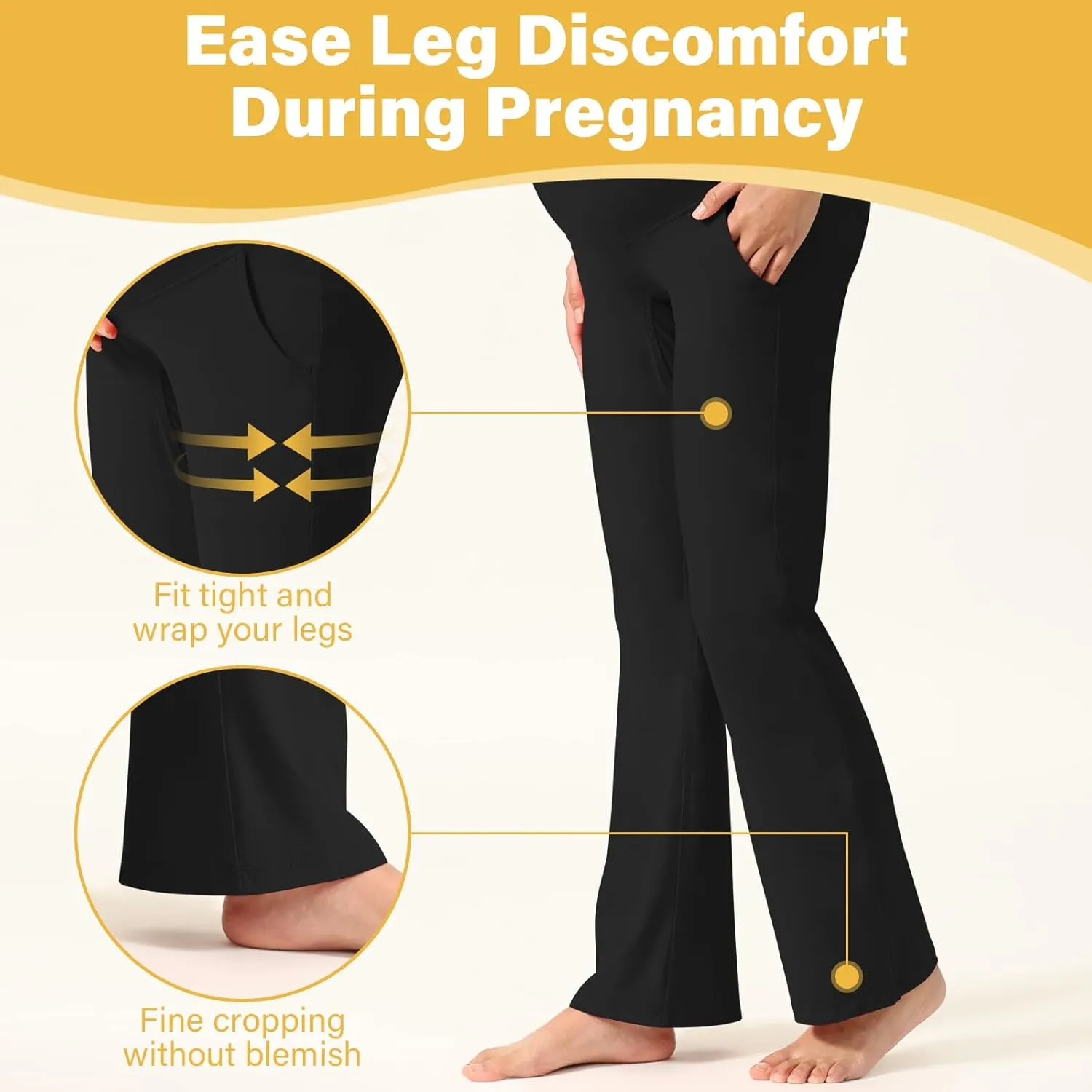 Women's Maternity Leggings Over The Belly Pregnancy with Pockets Yoga Pants Active Wear Tights Pants Workout