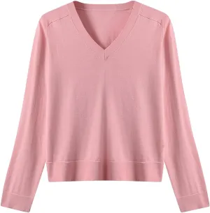 Women's Merino Wool Sweater Casual Lightweight V-Neck Raglan Sleeve Top Pullover
