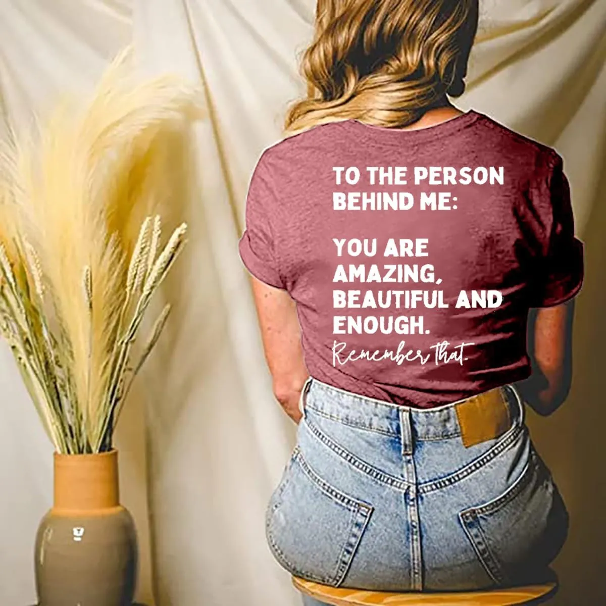 You Matter to The Person Behind Me T-Shirt Women Casual Short Sleeve V-Neck Shirts Tops Inspirational Graphic Tee