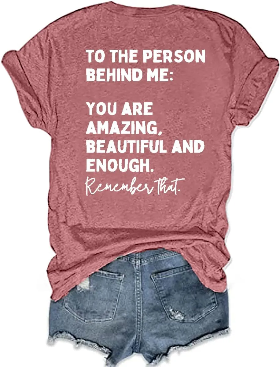 You Matter to The Person Behind Me T-Shirt Women Casual Short Sleeve V-Neck Shirts Tops Inspirational Graphic Tee
